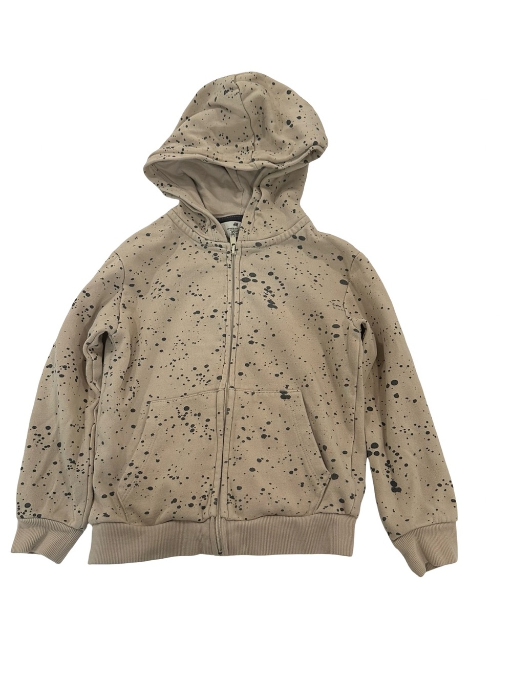 EUC H&M Boys 5T/6 Beige Splatter Zip-Up Hoodie - Hooded Sweatshirt